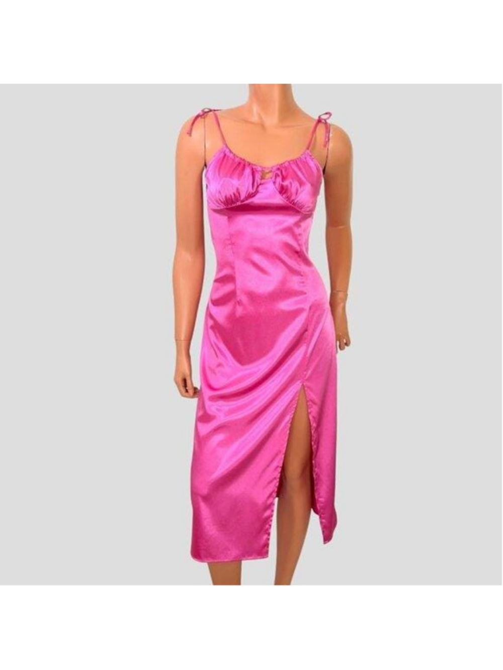 Y2K Milkmaid Babydoll Midi Slip Dress Sz. S Pink Fairy Satin Coquette Dainty - Picture 2 of 9